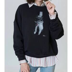 NEW CPRESS STUDIO arm candy cozy sweatshirt in worn black highlight color
